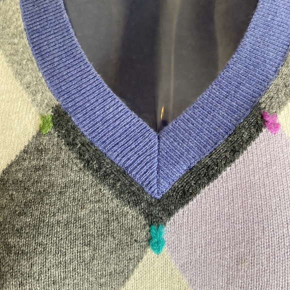 NWOT Chater Club Cashmere argyle sweater. Sz M - Picture 2 of 6
